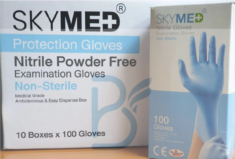 Covid Schutzausrüstung Nitril Handschuhe Nitrile-gloves Covid Rescue Skymed Nitrile Powder Free Examination Gloves